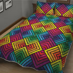 Geometric Rainbow Pattern Print Quilt Bed Set