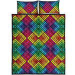 Geometric Rainbow Pattern Print Quilt Bed Set