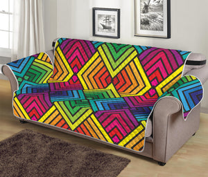 Geometric Rainbow Pattern Print Sofa Protector