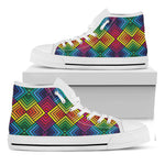 Geometric Rainbow Pattern Print White High Top Shoes