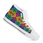 Geometric Rainbow Pattern Print White High Top Shoes