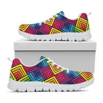 Geometric Rainbow Pattern Print White Sneakers