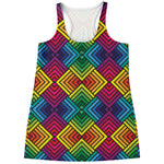 Geometric Rainbow Pattern Print Women's Racerback Tank Top