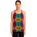 Geometric Rainbow Pattern Print Women's Racerback Tank Top
