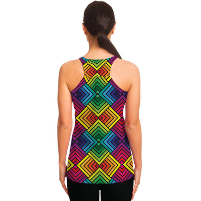 Geometric Rainbow Pattern Print Women's Racerback Tank Top