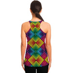 Geometric Rainbow Pattern Print Women's Racerback Tank Top