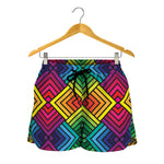 Geometric Rainbow Pattern Print Women's Shorts