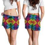 Geometric Rainbow Pattern Print Women's Shorts
