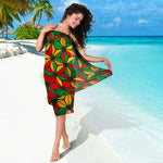 Geometric Reggae Pattern Print Beach Sarong Wrap
