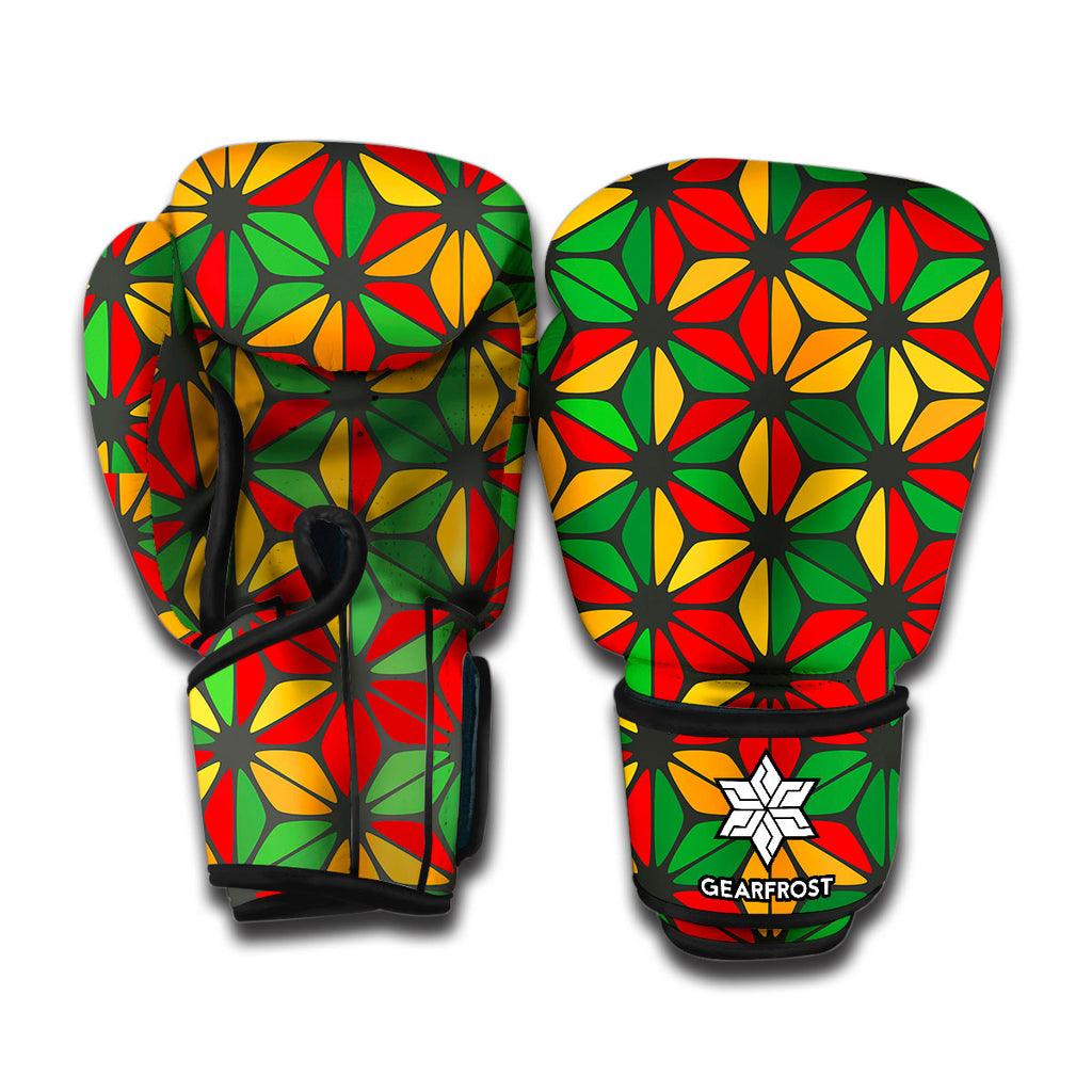 Geometric Reggae Pattern Print Boxing Gloves