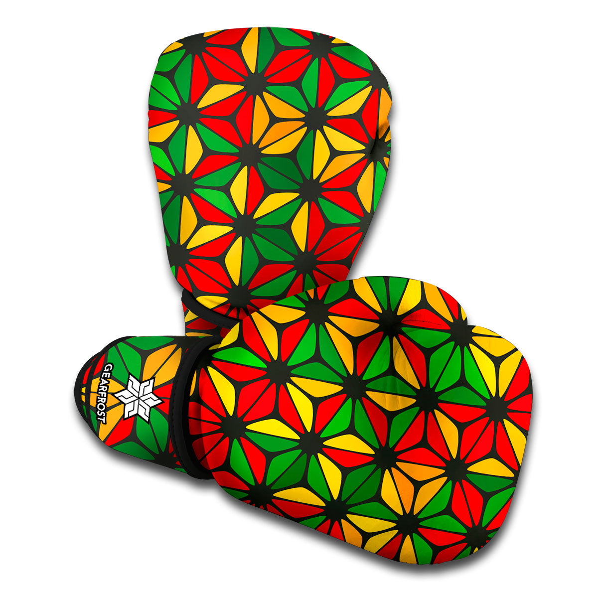 Geometric Reggae Pattern Print Boxing Gloves