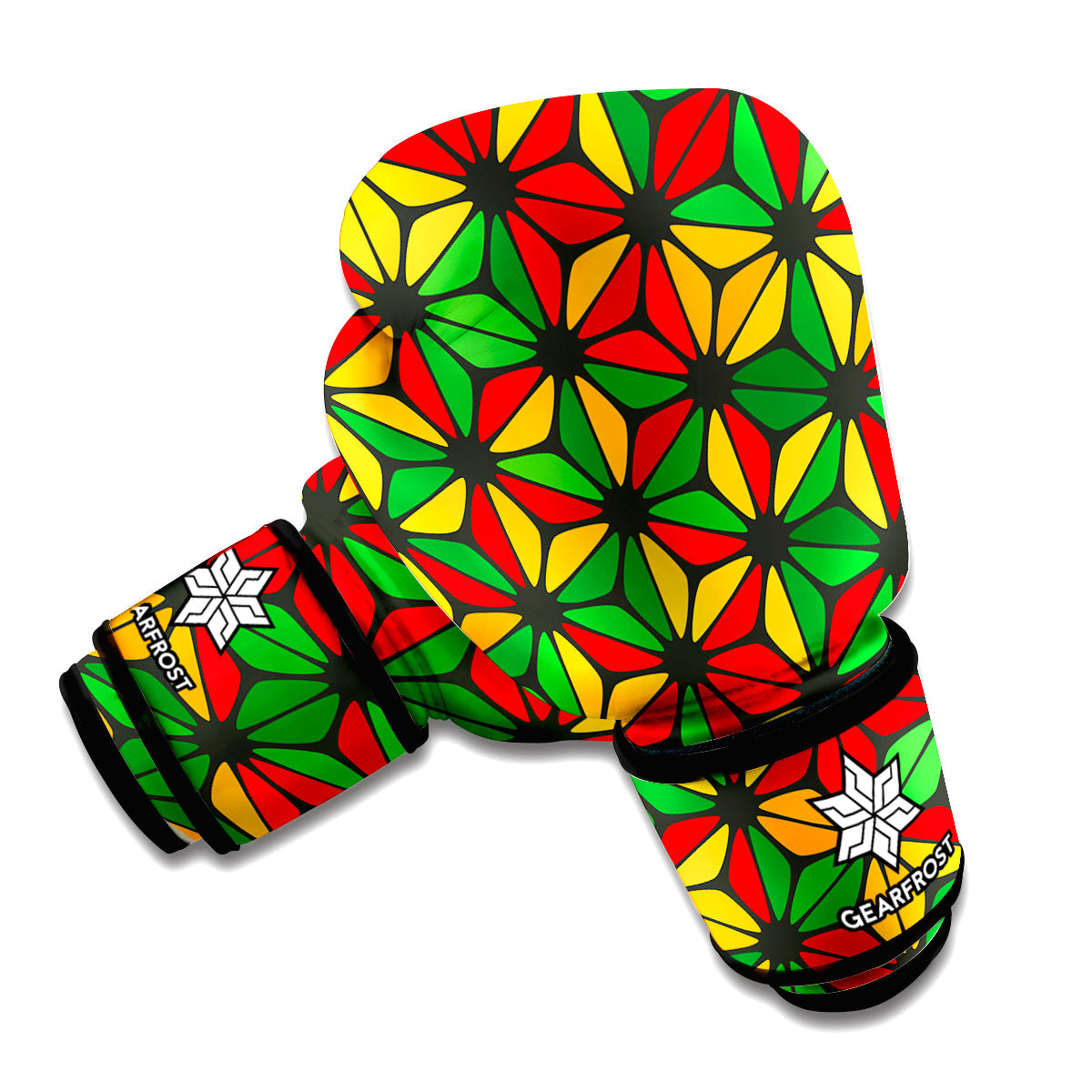 Geometric Reggae Pattern Print Boxing Gloves
