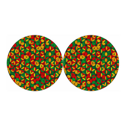 Geometric Reggae Pattern Print Car Coasters