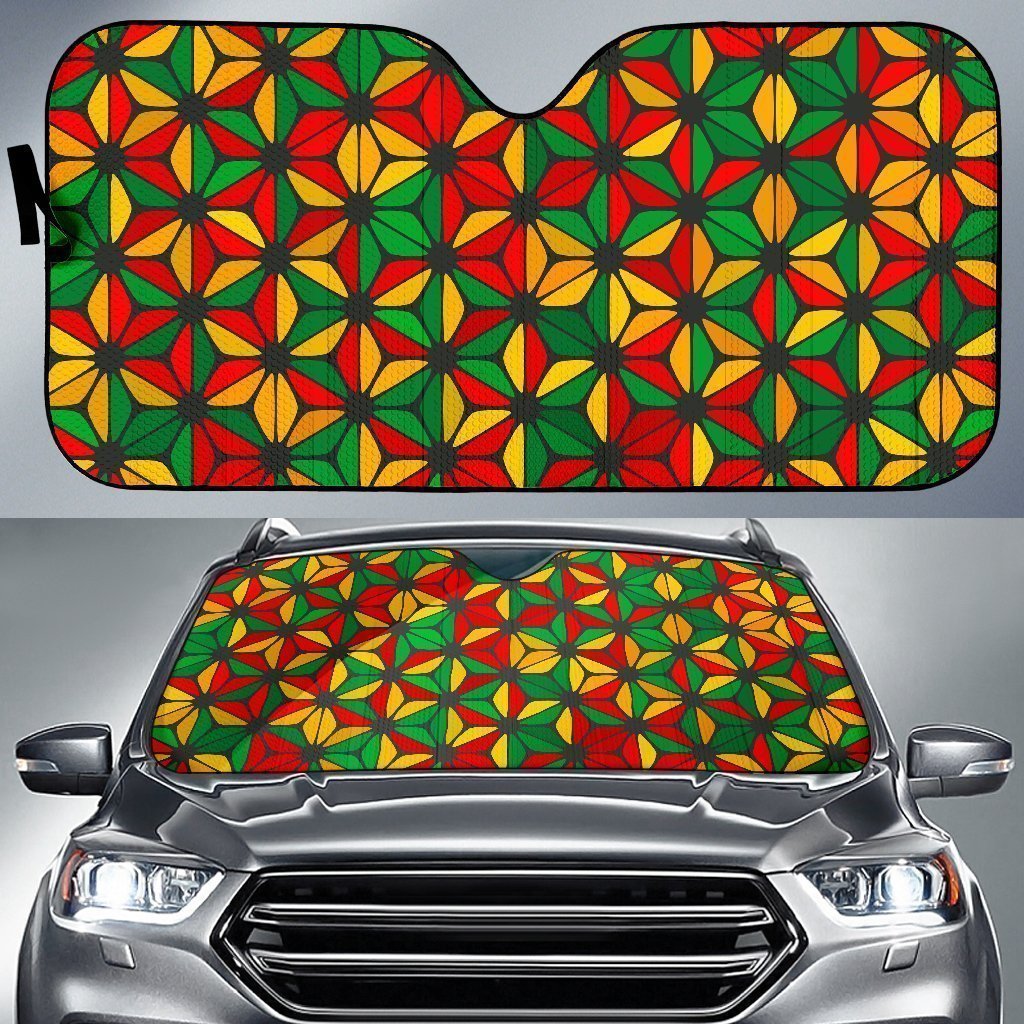 Geometric Reggae Pattern Print Car Sun Shade GearFrost