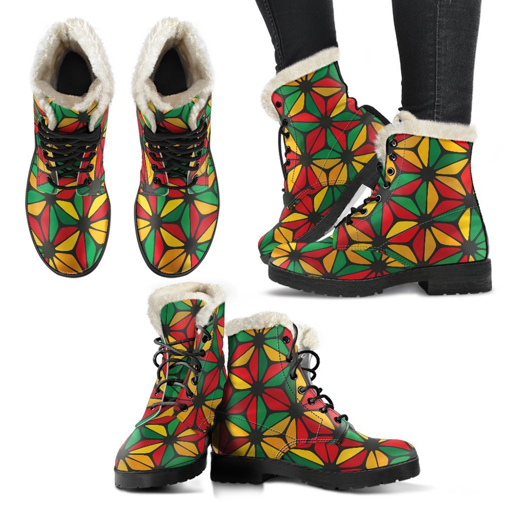 Geometric Reggae Pattern Print Comfy Boots GearFrost