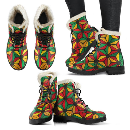 Geometric Reggae Pattern Print Comfy Boots GearFrost