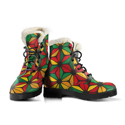 Geometric Reggae Pattern Print Comfy Boots GearFrost