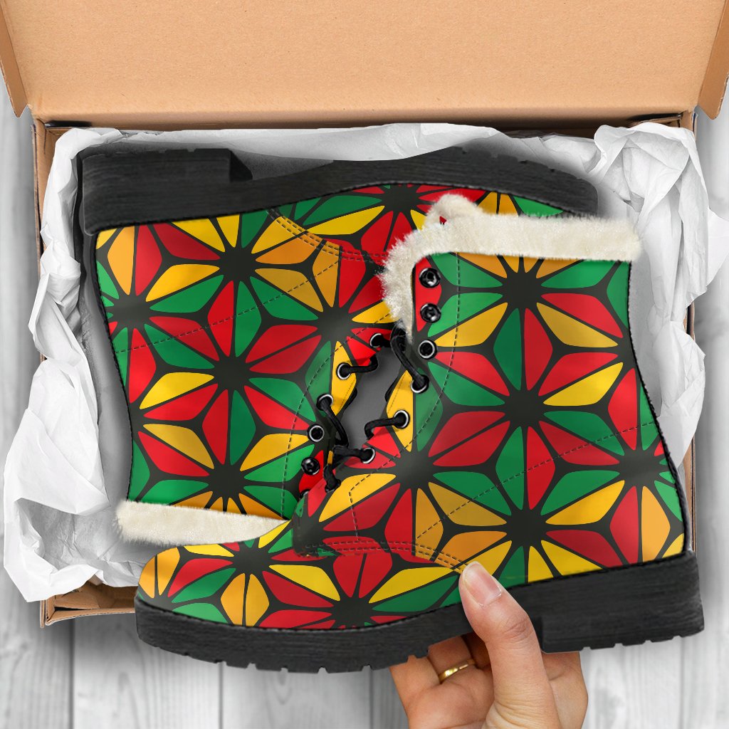 Geometric Reggae Pattern Print Comfy Boots GearFrost