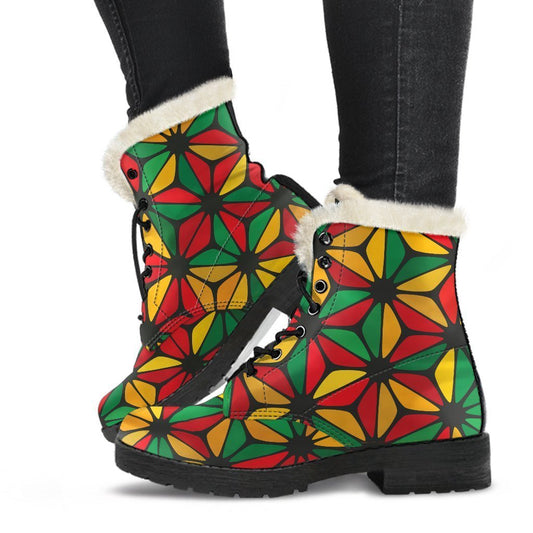 Geometric Reggae Pattern Print Comfy Boots GearFrost