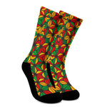 Geometric Reggae Pattern Print Crew Socks