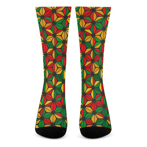 Geometric Reggae Pattern Print Crew Socks