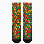 Geometric Reggae Pattern Print Crew Socks