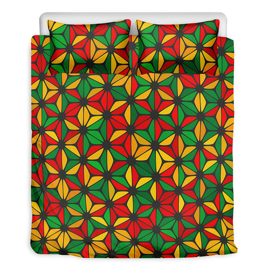 Geometric Reggae Pattern Print Duvet Cover Bedding Set