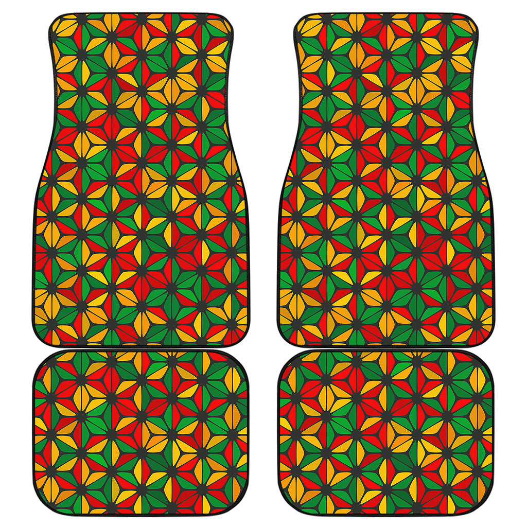 Geometric Reggae Pattern Print Front and Back Car Floor Mats