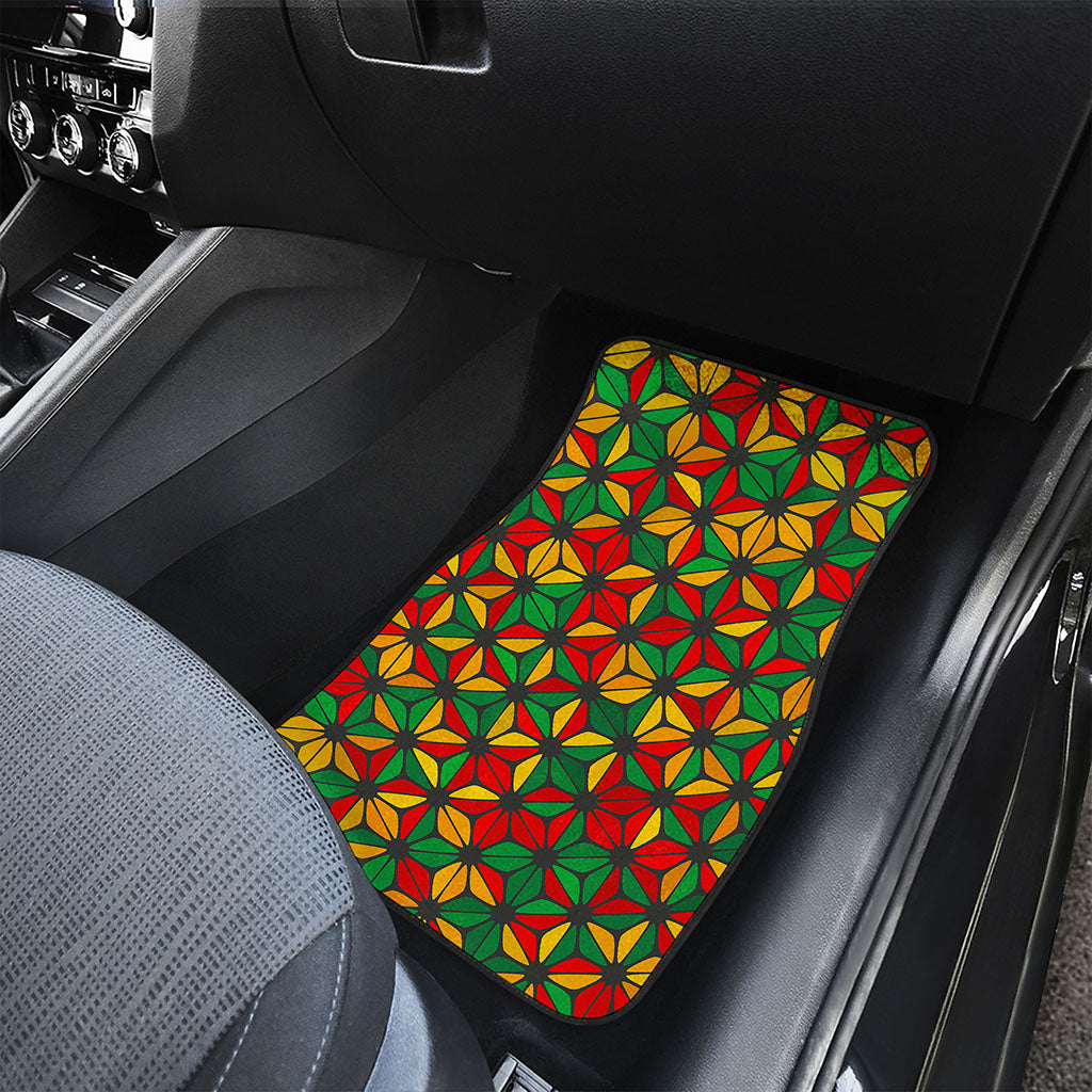 Geometric Reggae Pattern Print Front and Back Car Floor Mats