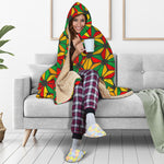 Geometric Reggae Pattern Print Hooded Blanket