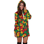 Geometric Reggae Pattern Print Hoodie Dress GearFrost