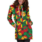 Geometric Reggae Pattern Print Hoodie Dress GearFrost