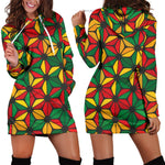 Geometric Reggae Pattern Print Hoodie Dress GearFrost