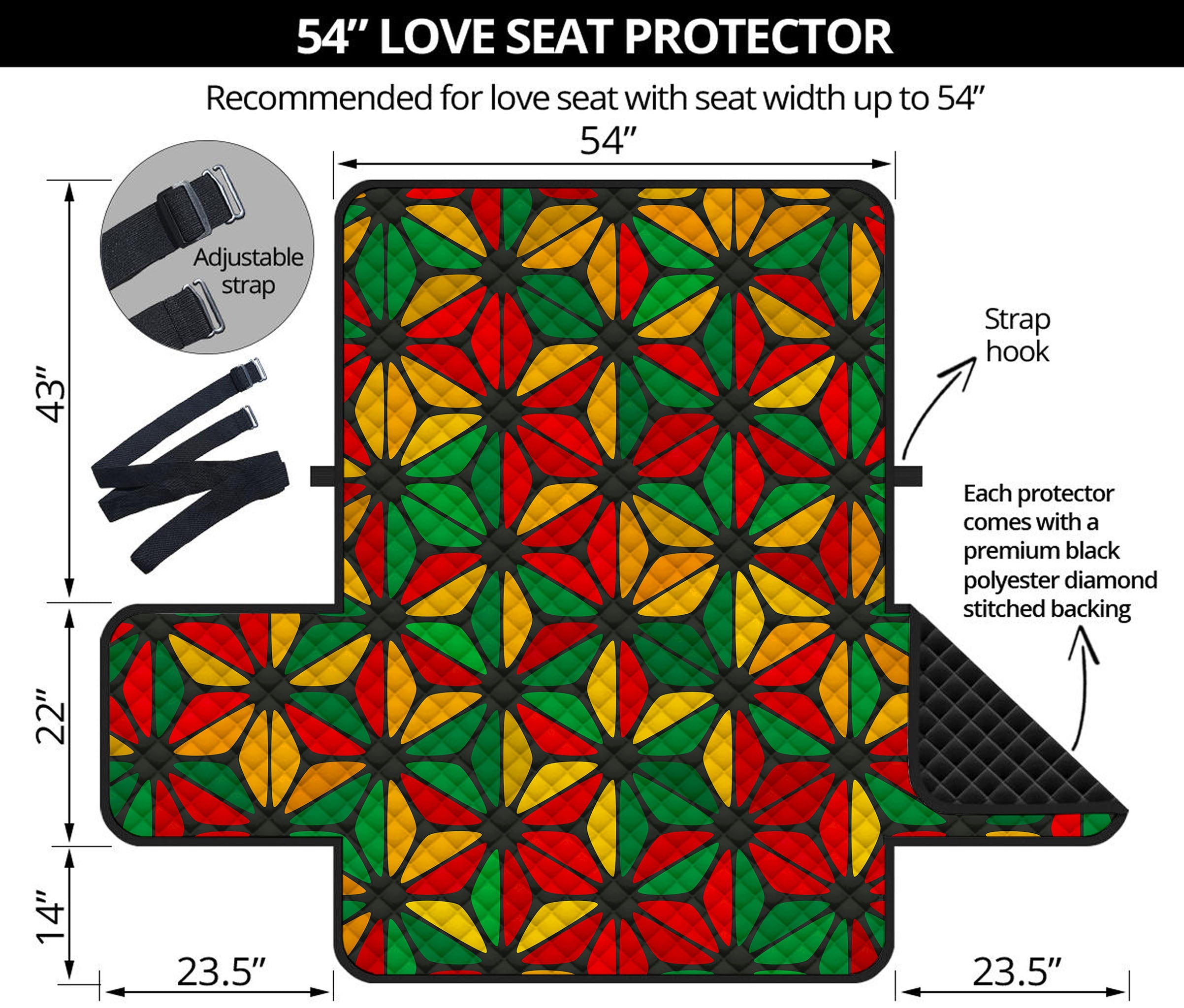 Geometric Reggae Pattern Print Loveseat Protector