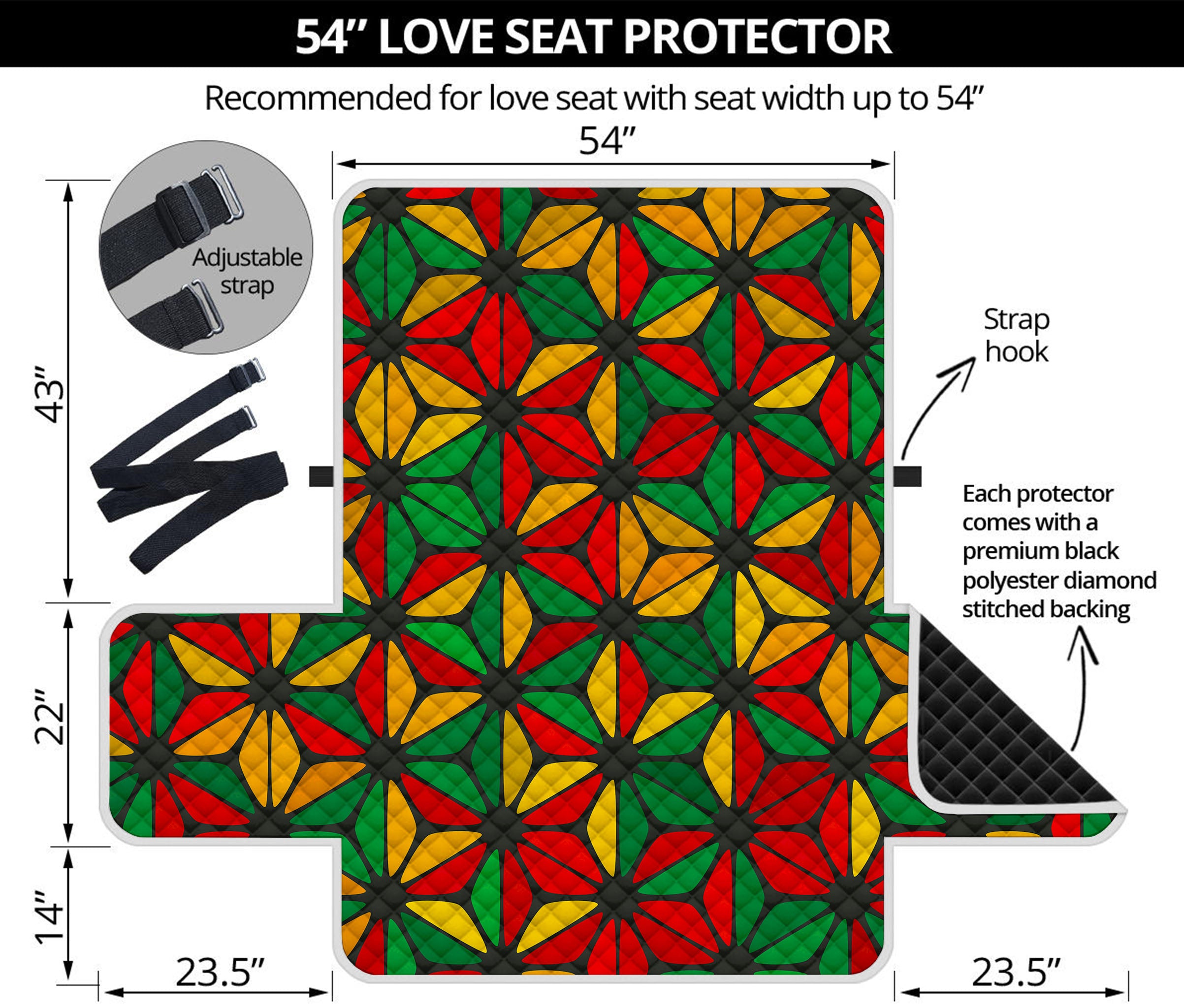 Geometric Reggae Pattern Print Loveseat Protector