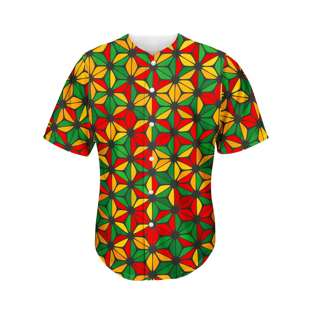 Geometric Reggae Pattern Print Men's Baseball Jersey