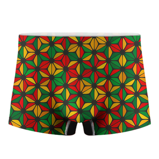 Geometric Reggae Pattern Print Men's Boxer Briefs