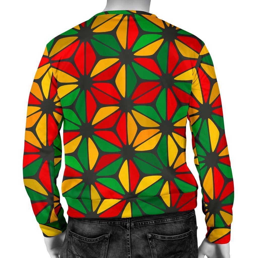 Geometric Reggae Pattern Print Men's Crewneck Sweatshirt GearFrost