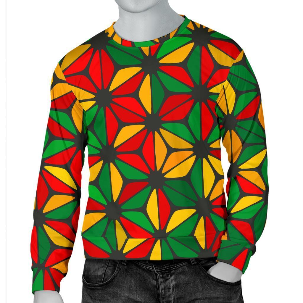Geometric Reggae Pattern Print Men's Crewneck Sweatshirt GearFrost