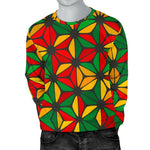 Geometric Reggae Pattern Print Men's Crewneck Sweatshirt GearFrost