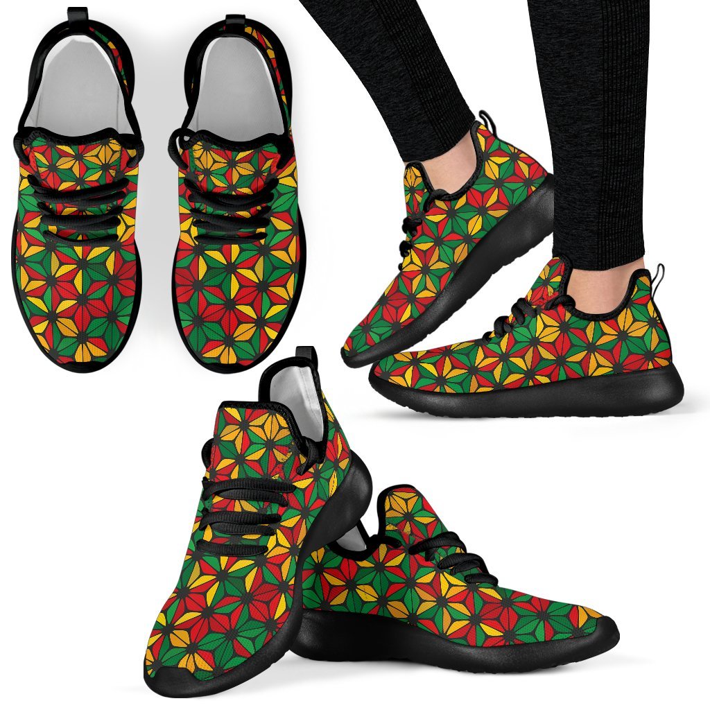 Geometric Reggae Pattern Print Mesh Knit Shoes GearFrost