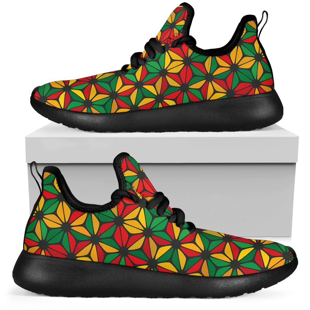 Geometric Reggae Pattern Print Mesh Knit Shoes GearFrost