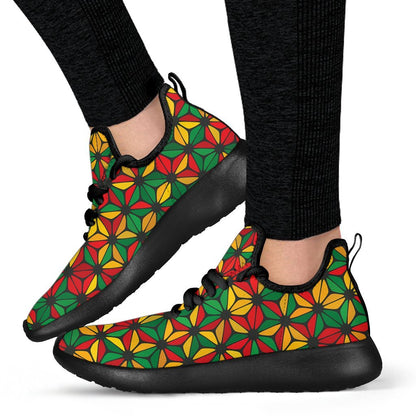 Geometric Reggae Pattern Print Mesh Knit Shoes GearFrost