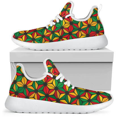 Geometric Reggae Pattern Print Mesh Knit Shoes GearFrost