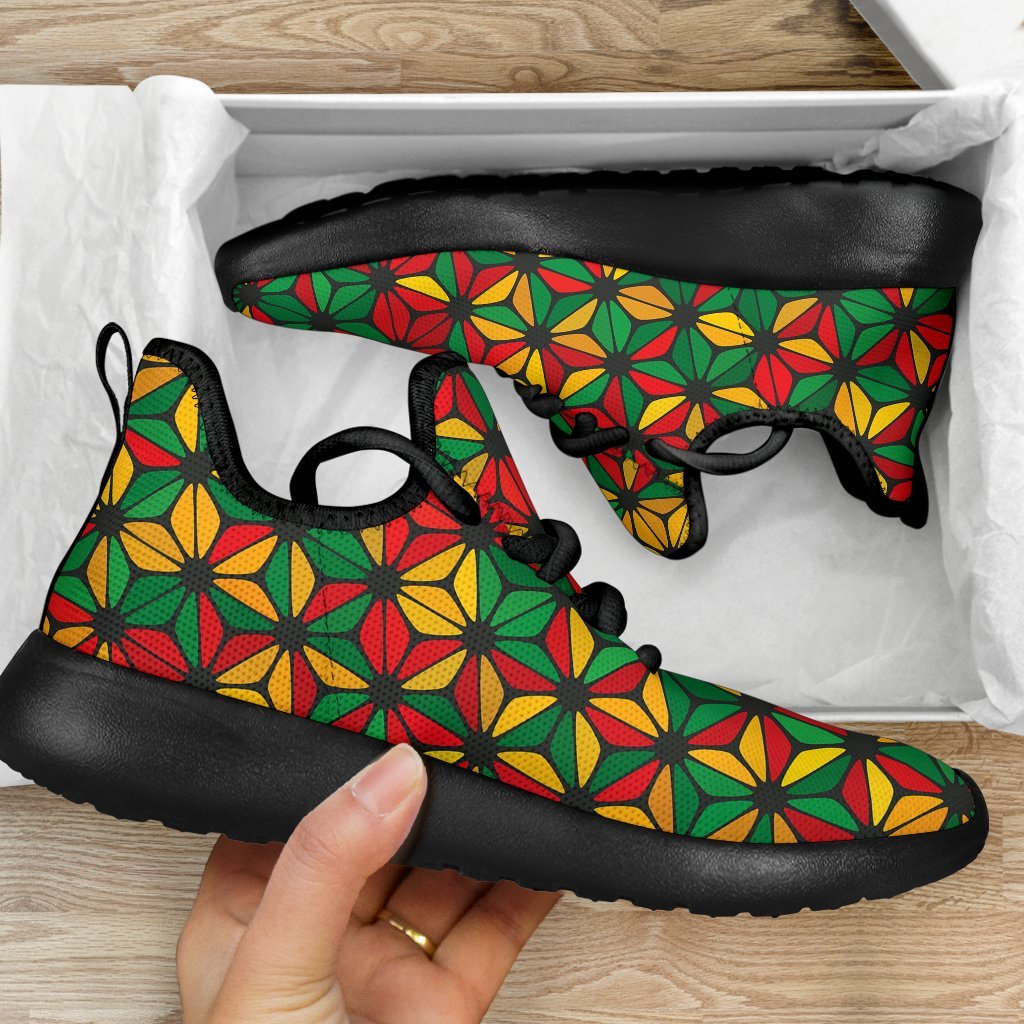 Geometric Reggae Pattern Print Mesh Knit Shoes GearFrost