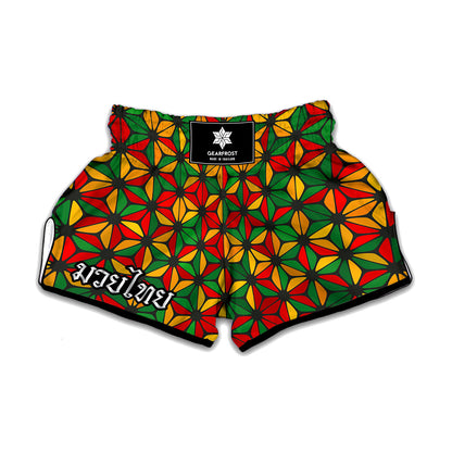 Geometric Reggae Pattern Print Muay Thai Boxing Shorts