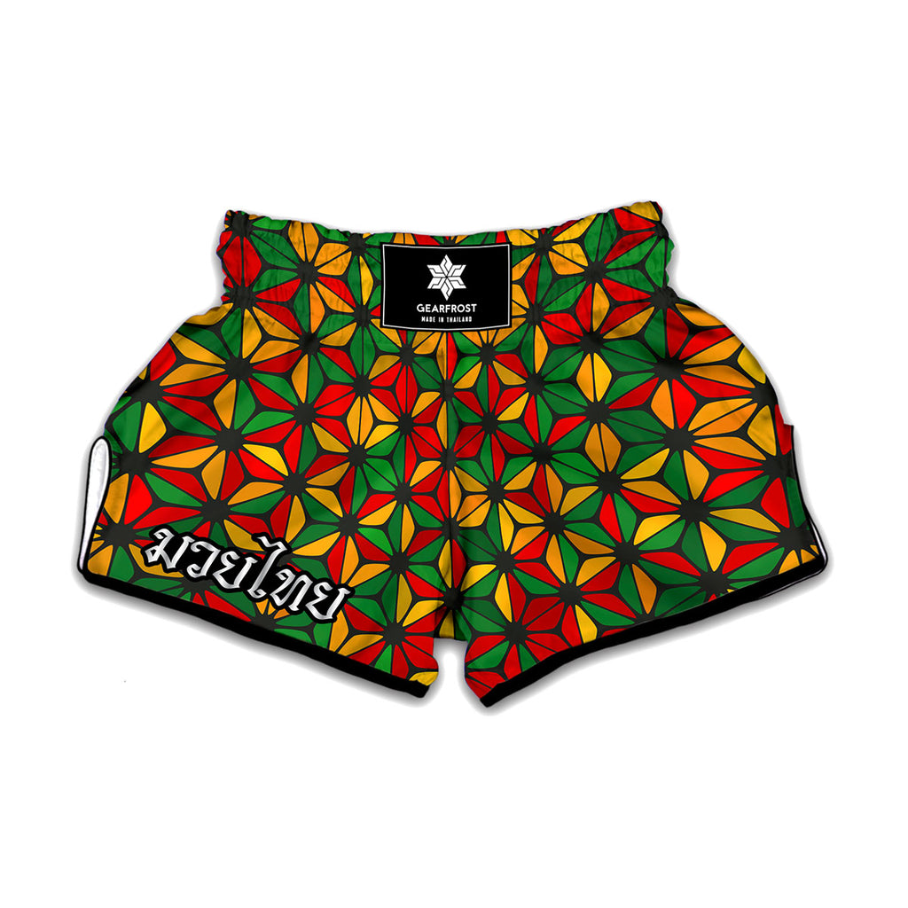 Geometric Reggae Pattern Print Muay Thai Boxing Shorts
