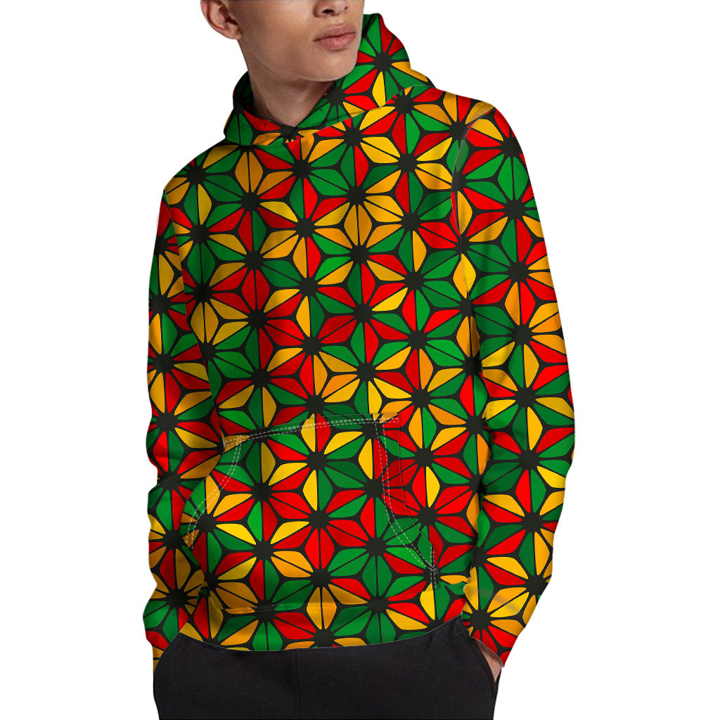 Geometric Reggae Pattern Print Pullover Hoodie