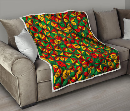 Geometric Reggae Pattern Print Quilt