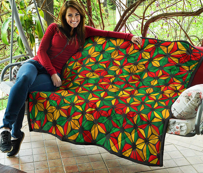 Geometric Reggae Pattern Print Quilt